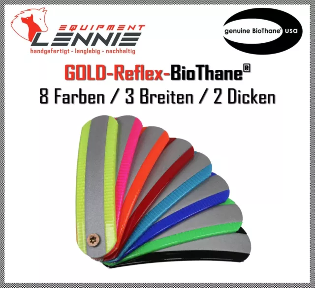 Meterware GOLD Reflective REFLEX BioThane®, 8 Farben, 19 / 25 / 38 mm breit