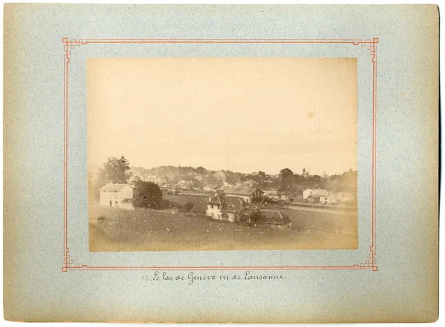 Suisse, Le lac de Geneve Vintage print, Suisse Tirage albuminé  11x16  Cir
