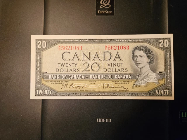 1954 $20 Dollar Bank of Canada Banknote WE5621083 VF-EF Crisp