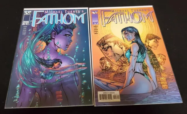 Michael Turner's Fathom Comic Lot of 2:  2 and 3 Vol 1 1998 Top Cow Image VF/NM+