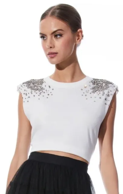 Alice + Olivia NWT Micha embellished stones muscle tank top. Size S. $250