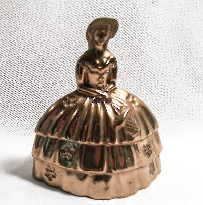 Vintage Brass Bell Victorian Lady Girl Figurine in Dress 4"