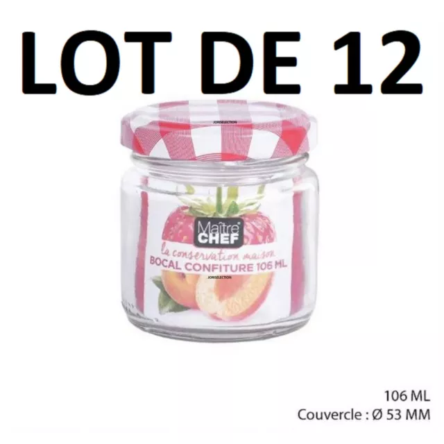 Lot de 12 Bocal en Verre Bocaux Confiture avec Couvercle à Visser 106 ML REF1141