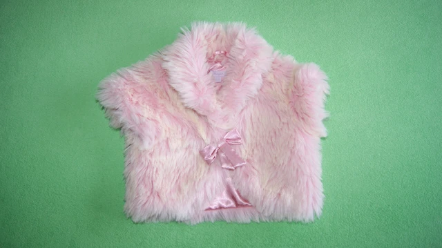 Monsoon pink faux fur coat jacket for girl 18-24 months