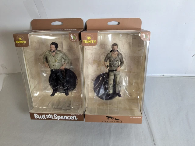 Lot De 2 Figurines Terence Hill Et Bud Spencer – Trinity Et Bambino, 18 Cm, Neuves