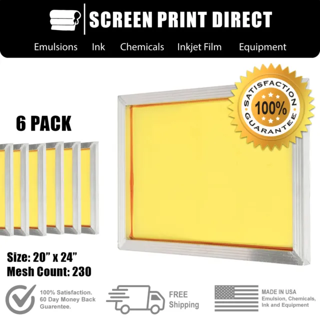 Pantallas de marco de aluminio Ecotex® para serigrafía de malla amarilla de 20"" x 24"" 230 (6)