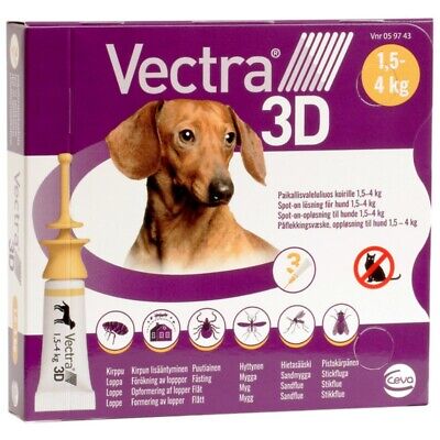 Ceva VECTRA 3D Antiparassitario per cani da 1,5 a 4 Kg → 3 Pipette da 0,8 ml