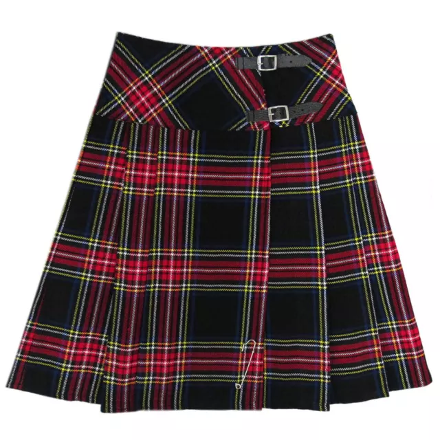 Tartanista Womens 23"  - 59cm Black Stewart Scottish  Wraparound Tartan  Midi