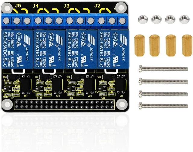 Raspberry pi 4 channel relay hat shield module 5v dcac expansion board
