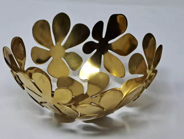 IKEA Stockholm Gold Tone Brass 8” Floral Bowl