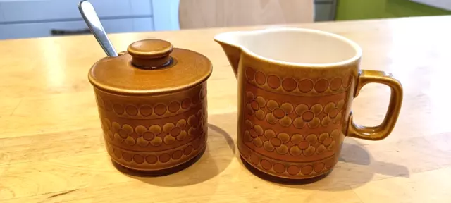 Vintage 1970s Hornsea Saffron milk jug and lidded sugar bowl set