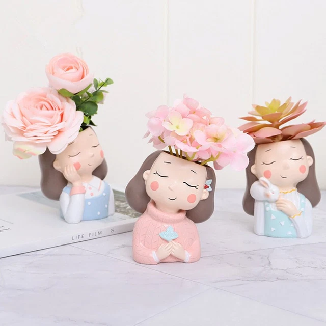 Blesiya Jardin Décor Pot De Fleurs Succulent Planteur Pot Vase Fille Figurines