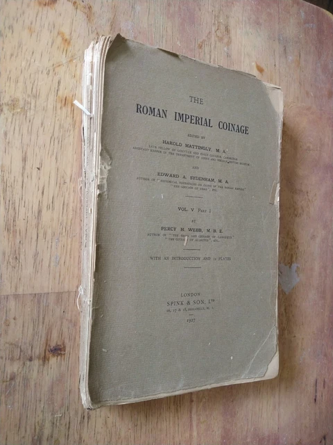 ROMAN IMPERIAL COINAGE VOL 5.1 Mattingly Sydenham Webb 1927 SPINK