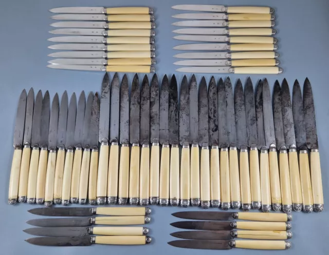 Cardeilhac- 58 couteaux en acier et argent massif
