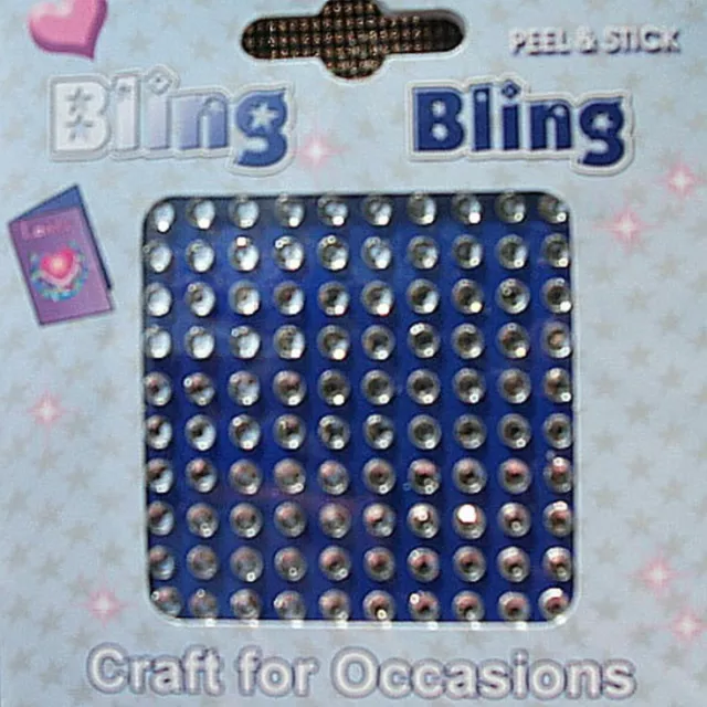 100 Bling Rhinestone Diamante Stick On Self Adhesive Gems - Clear 2mm New