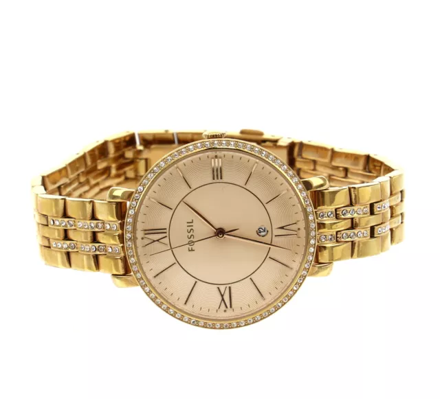 Fossil Jacqueline Women's Rose Gold Crystal Bezel Bracelet Watch 2848