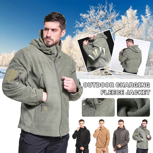 Outdoor Windproof Warm Mens Polar Fleece Jacket Full Zip Pocket Coat Hiking