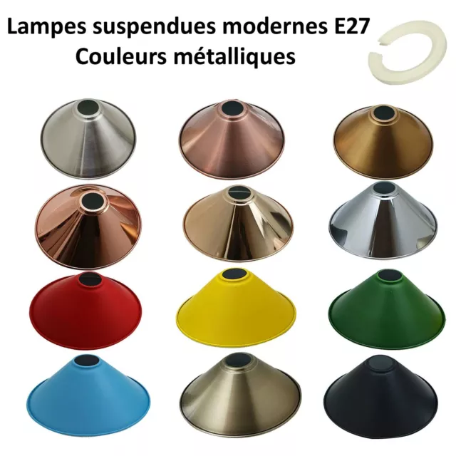 Ancien Lampe Suspension Abat Jour Cuivre Design Industriel Métal Usine Loft Bar