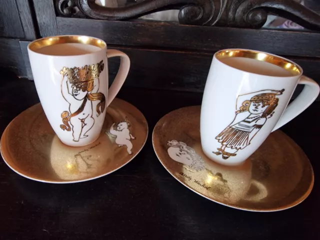 2 Sets Andy Warhol Golden Angels Rosenthal Latte Macchiato H 10,5cm ø 6,5cm