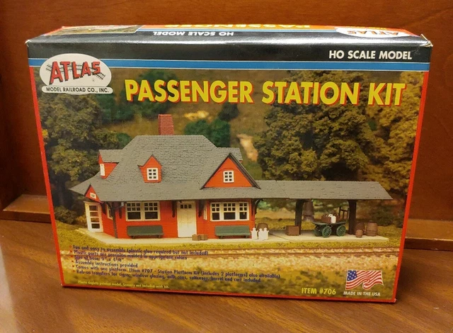 NEW ATLAS HO Scale Model Train Railroad PASSENGER STATION KIT ATM #706 ...