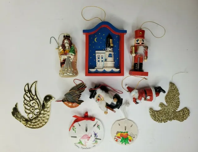Christmas Ornament lot of 10 Vintage hand made