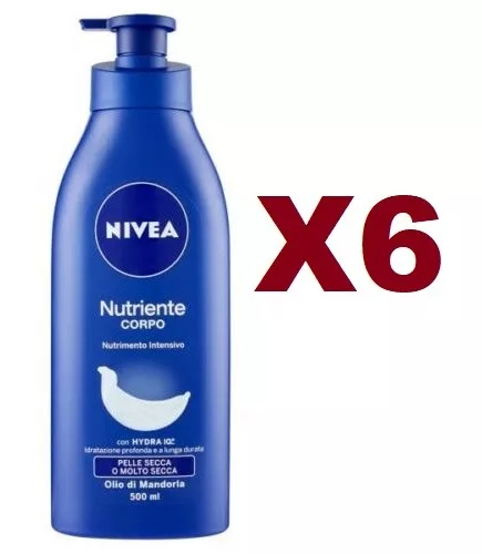 6 Pz Nivea Body Fluida Nutriente 500Ml Olio Di Mandorla Per Pelle Secca