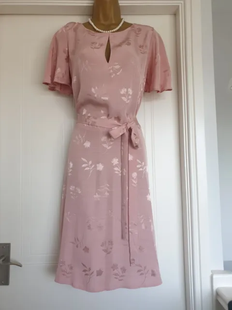 Vintage 1940s Style Dusky Pink Satin party Wedding dress size 12 3
