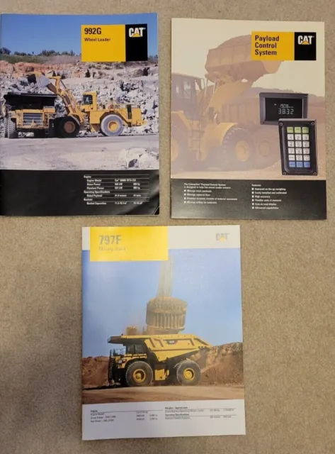 3 CAT Heavy Equipment Brochures Loader 993G Truck 797F Payload Control System