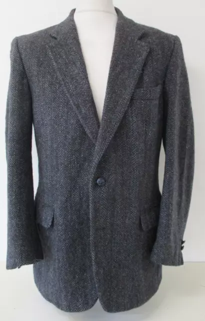 HARRIS TWEED Jacket, Blazer, Oakton, Blue Grey Herringbone, Fits 40" Chest -R687