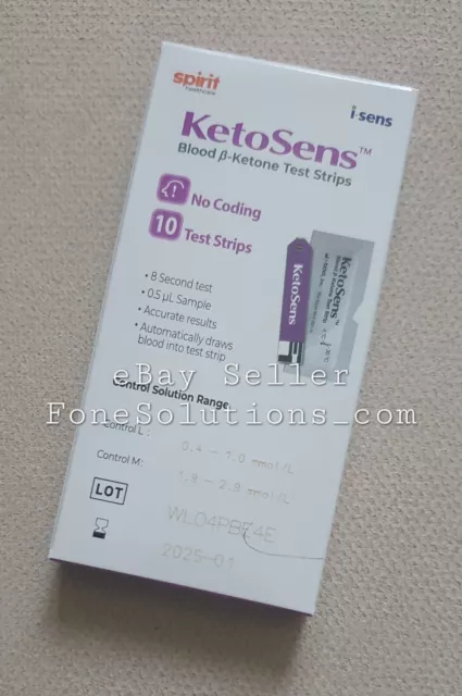 Ketone Test Strips Isens KetoSens Blood 🔴 Box 10 Pack for Caresens Ketone meter