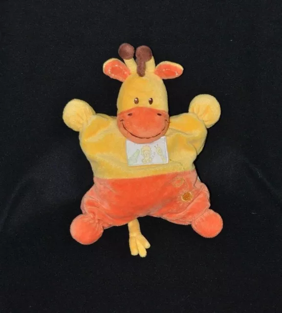 Peluche doudou girafe semi plat jaune orange KIABI NICOTOY Ma ptite tribu TTBE