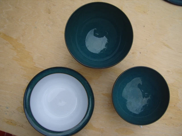 DENBY GREENWICH GREEN Bowl Bundle Noodle Bowl Rice Bowl, Small