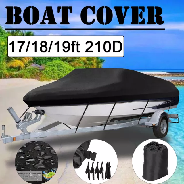 Boat Cover 17-19FT Trailerable Weatherproof 210D Jumbo Marine Grade Heavy Duty