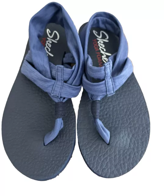 SKECHERS WOMEN’S YOGA Foam Slingback Sandals Thong Blue Comfort Shoes ...