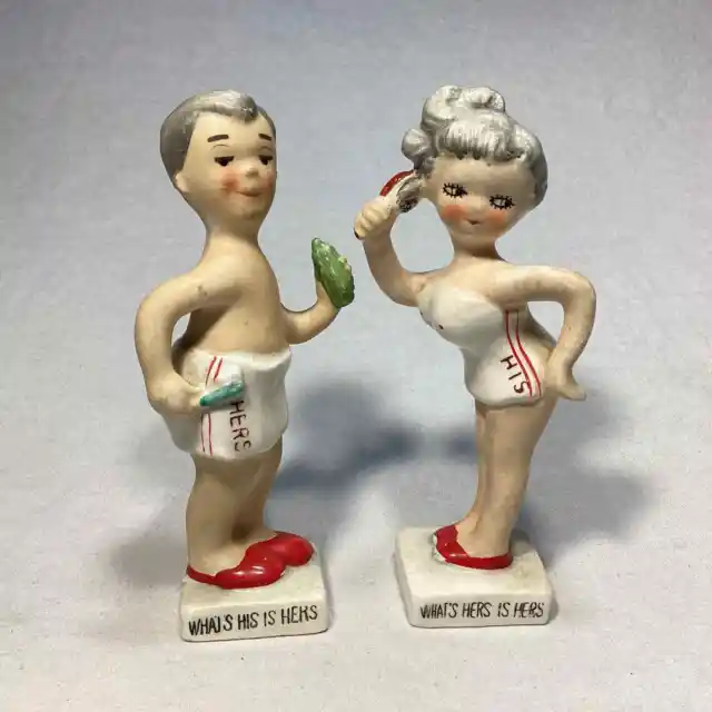 Vintage “What’s His is Hers and What’s Hers is Hers” Salt & Pepper Shakers Japan