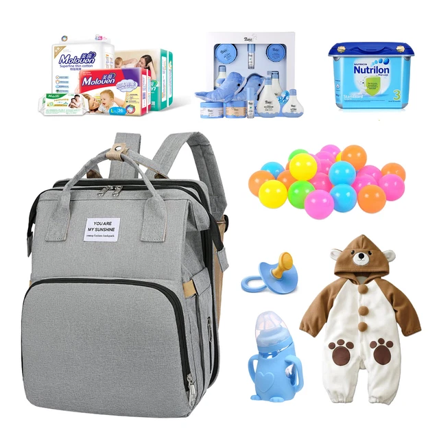 3in1 Baby Diaper Bag Backpack Foldable Crib w/Changing Waterproof Multi-Function 3