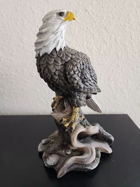 American Bald Eagle Statue Perching On Branch 10" DWK CORP Cold Cast Resin