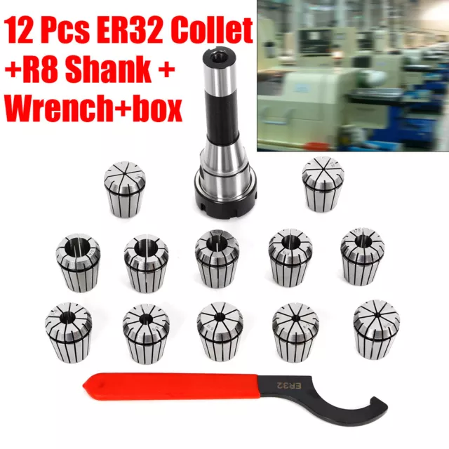 Spring Collet Set 12PCS R8 ER32 Collet Chuck Holder Wrench CNC Milling Lathe