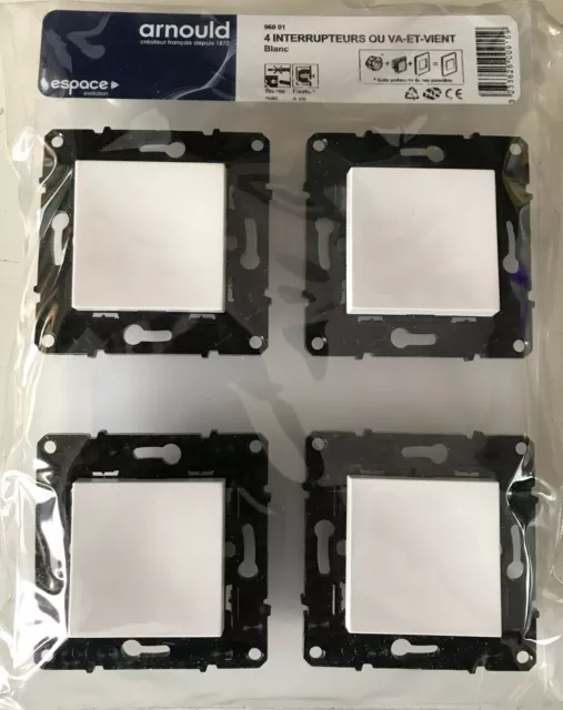 Arnould  Evolution Blanc,Lot de 4 Mécanismes d'Interrupteur Va et Vient
