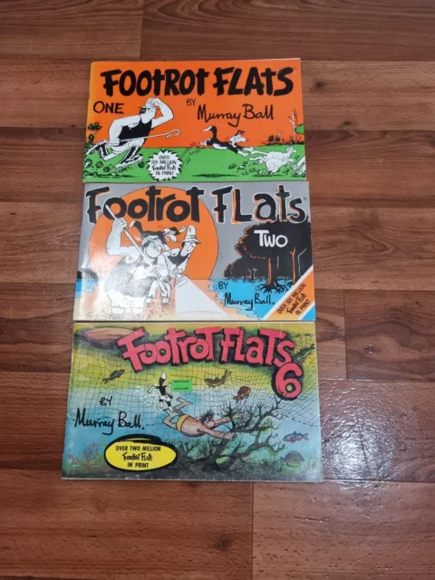 FOOTROT FLATS Comic Books Paper Back Bundle, Book 1, Book 2, Book 6 Murray Ball