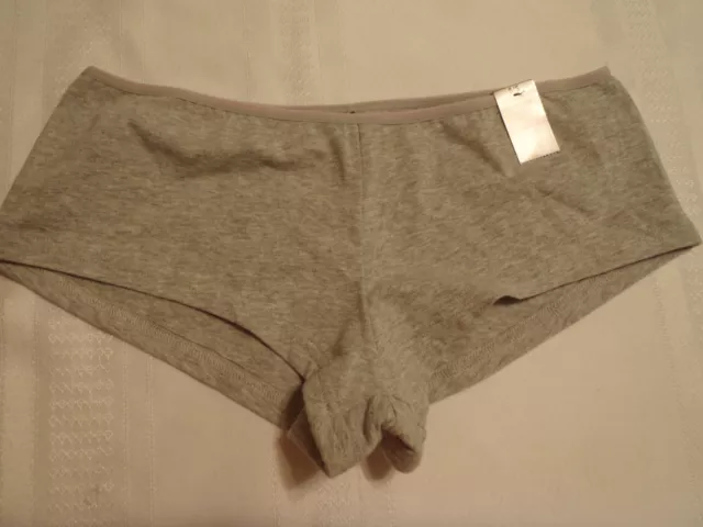 FLIRTITUDE Size 5 Hipster Cotton Panty NWT Heather Gray w Pink Top Waist