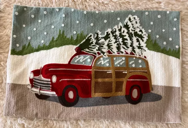 Funda de almohada lumbar bordada para árbol de coche de cerámica 16 x 26" vacaciones
