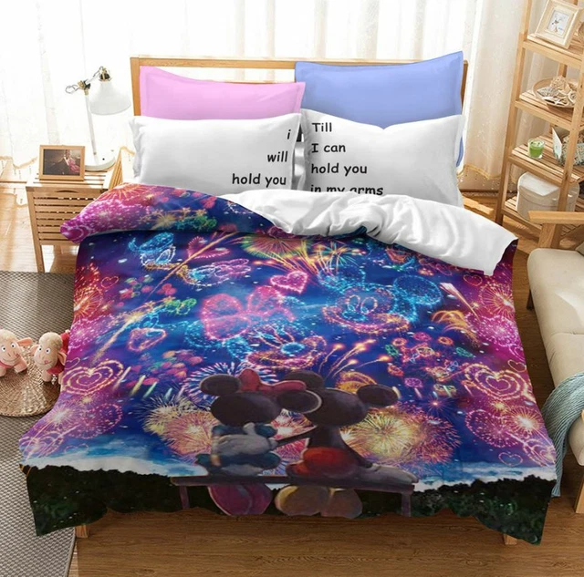 MICKEY AND MINNIE Mouse Fireworks Single/Double/Queen/King Bed Quilt Cover Set EUR 46,96