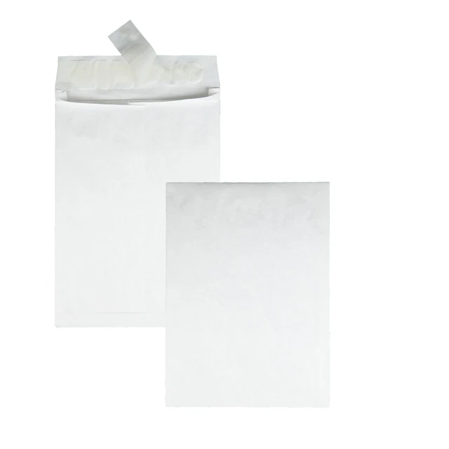 Tyvek Open-End Envelope,Plain,10"x13"x1-1/2",100/CT,White
