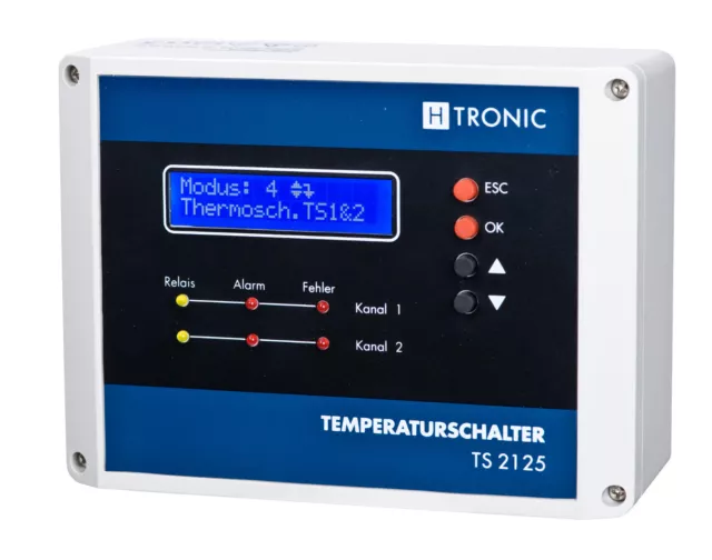 H-Tronic TS 2125 Multifunktions-Temperaturschalter, 2-Kreis, 2 Metallfühler