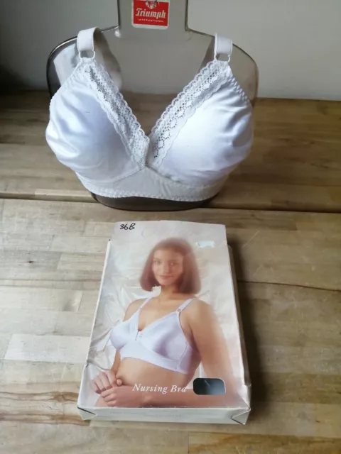 Maternity White Lace Trim Nursing Bra Soft Cup Bra Non Wired 42C Brand New