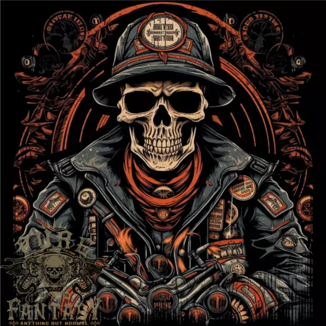 A Biker Skull Motorbike Motorcycle Chopper Mens Cotton T-Shirt Tee Top