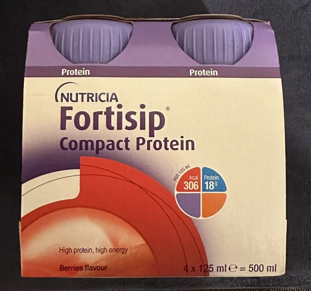 New!! Nutricia Fortisip Compact Protein Shakes Berries Flavour 4 X 125mls