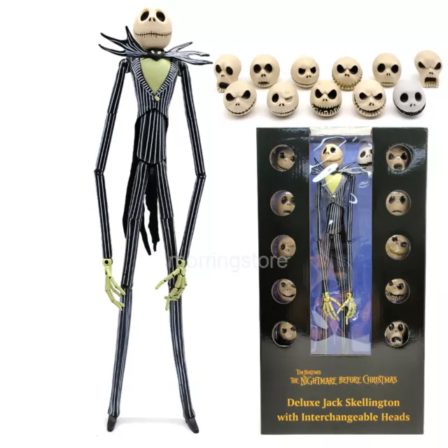38CM The Nightmare Before Christmas Jack Skellington Figur with 12 Skull Heads