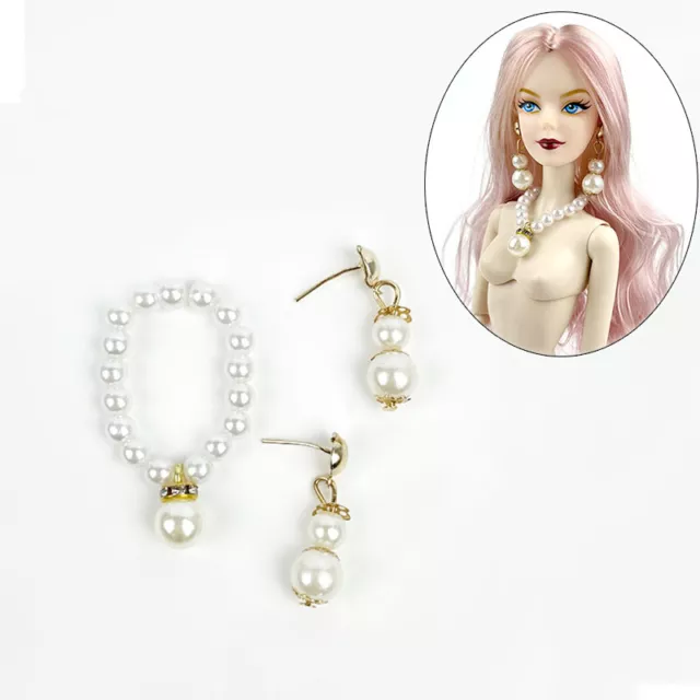 Doll Accessories Imitation Pearl Jewelry Necklace Earring For 11.5" Doll 1/6 BJD